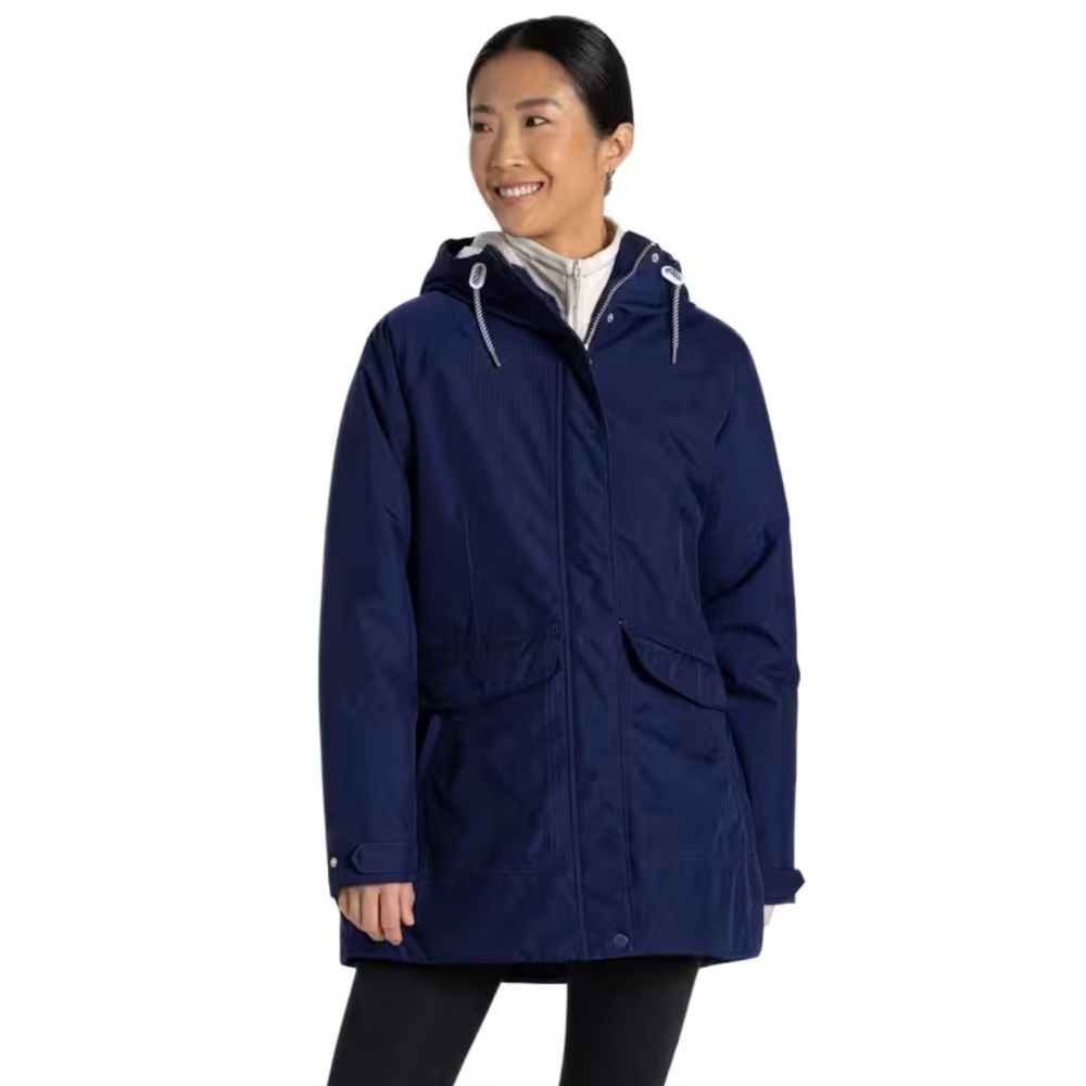 ☔️ 💙 MEC Craghoppers Women AquaDry Insulated Waterproof Jacket Dark Blue 5/6 EUC